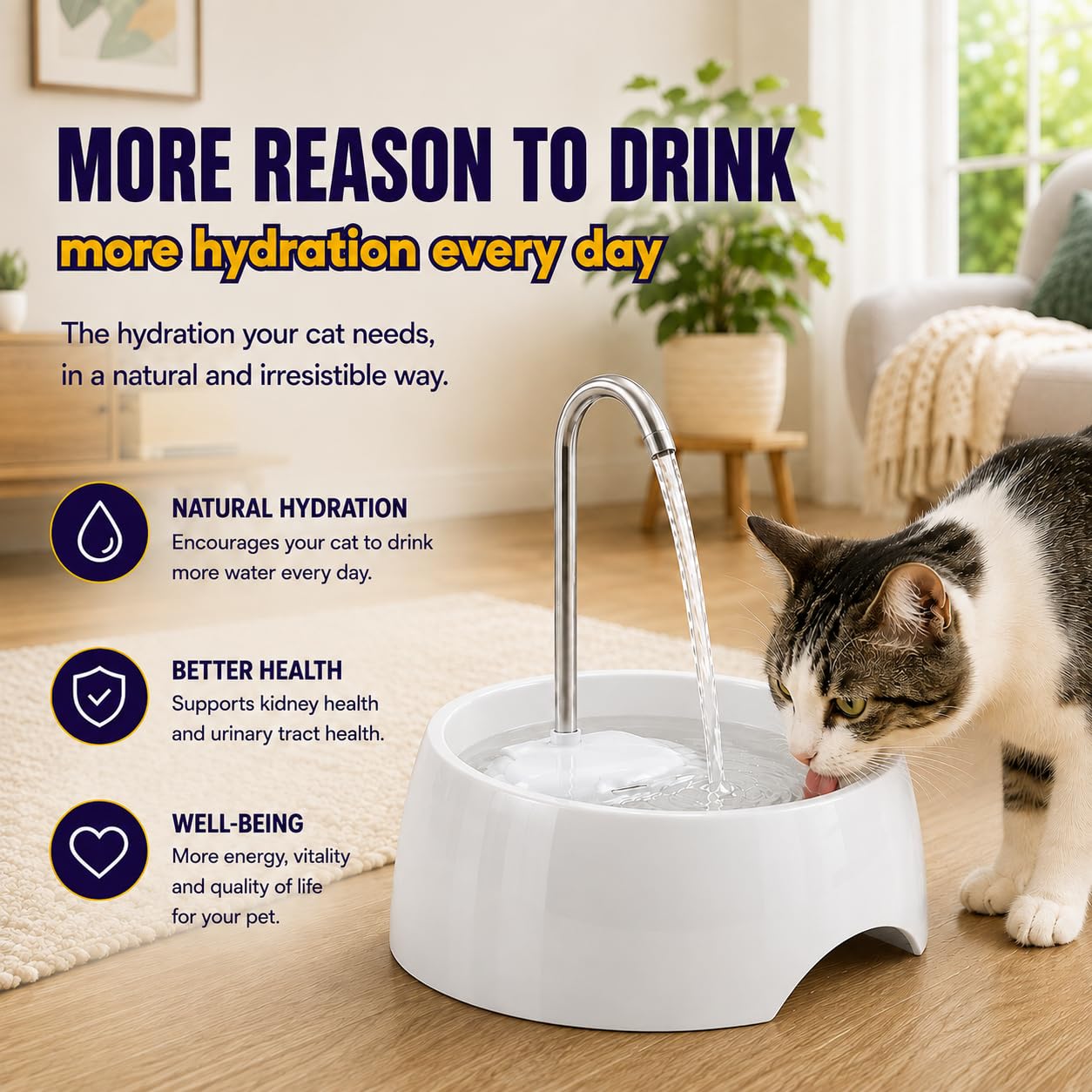 AMICUS - Aqua Mini fontana portatile per animali domestici - Fontana d'acqua per cani e gatti, fontanella automatica per animali domestici, distributore d'acqua per cani e gatti - Adattabile, acciaio