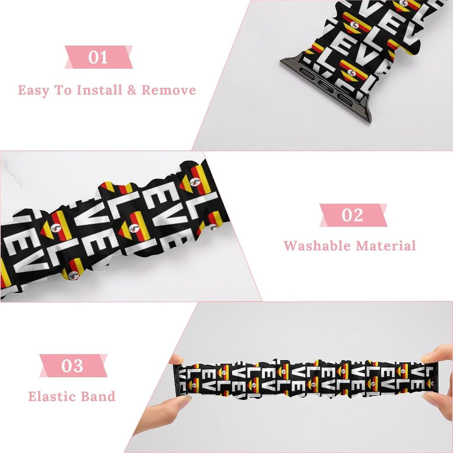 I Love Uganda Novelty Stretch Bands Compatible with IWatch Replacement Smart Watch Strap image 3
