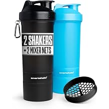 Smartshake Original 2 Pack 800 ml/27 oz Protein Shaker Bottle | Silent Mixing, Leak-Proof Shaker Bottle | Shaker Cups For Protein Shakes | Gym Shaker Bottle | BPA-Free, Dishwasher Safe | Black & Blue