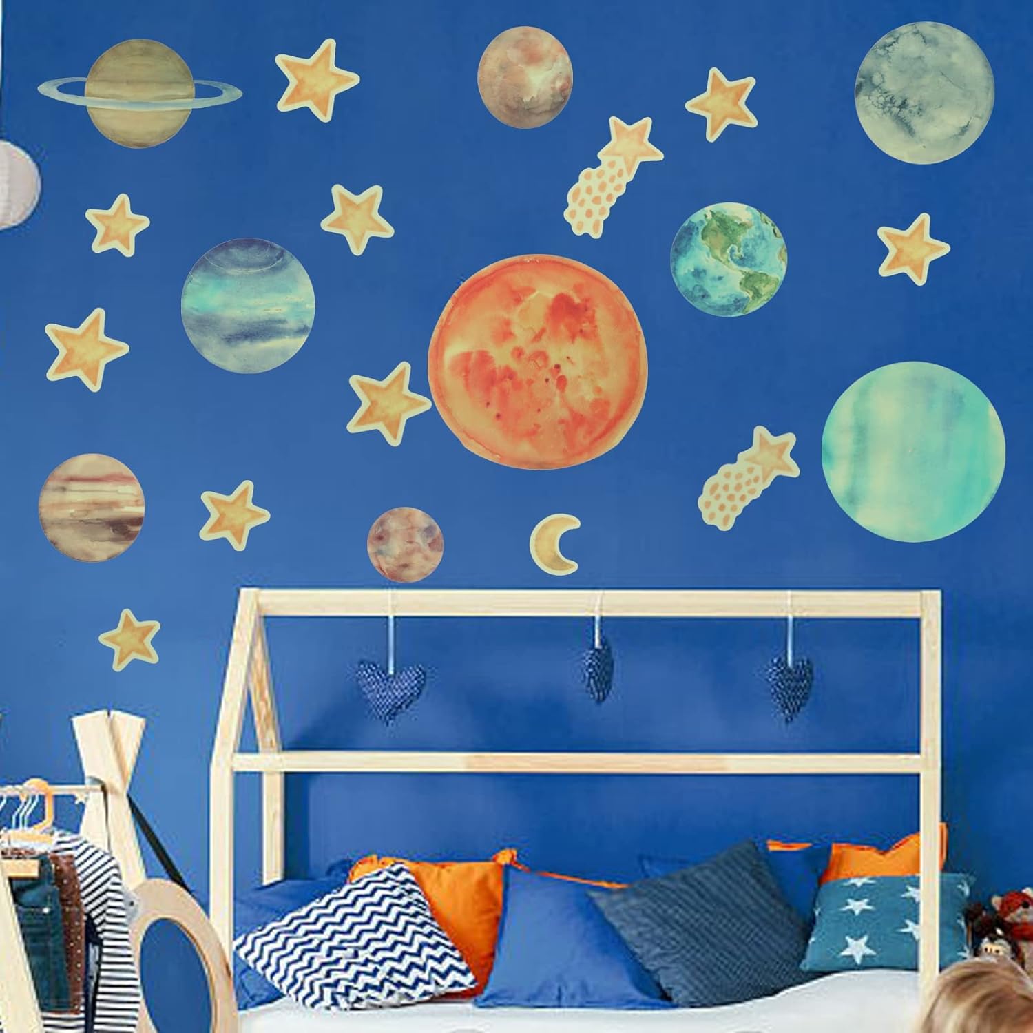 Pegatinas De Pared De Estrellas Y Luna Que Brillan En La Wdftyju Oscuridad Calcomanía De