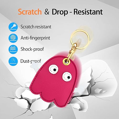 Miniatura 142 de Funda de cuero compatible con Apple AirTag, rastreador de llavero GPS Airtag con llavero, cubierta protectora antiarañazos para AirTag