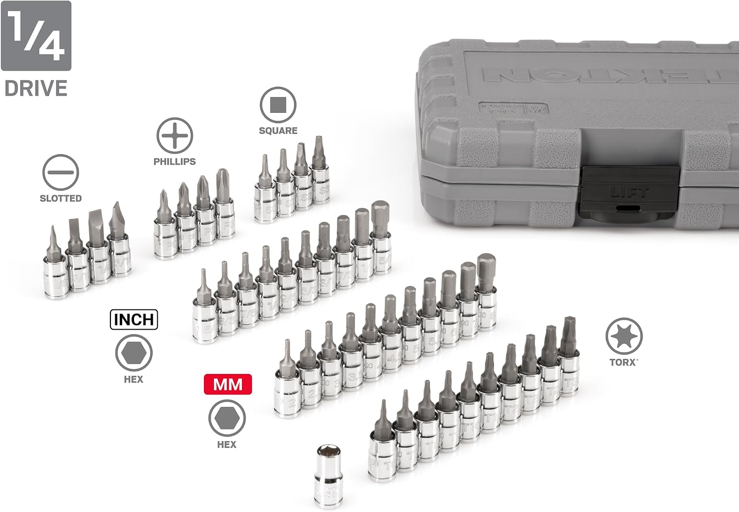 TEKTON 1/4, 3/8, 1/2 Inch Drive Standard and Long Bit Socket Set with Cases (248-Piece) | SHB99301