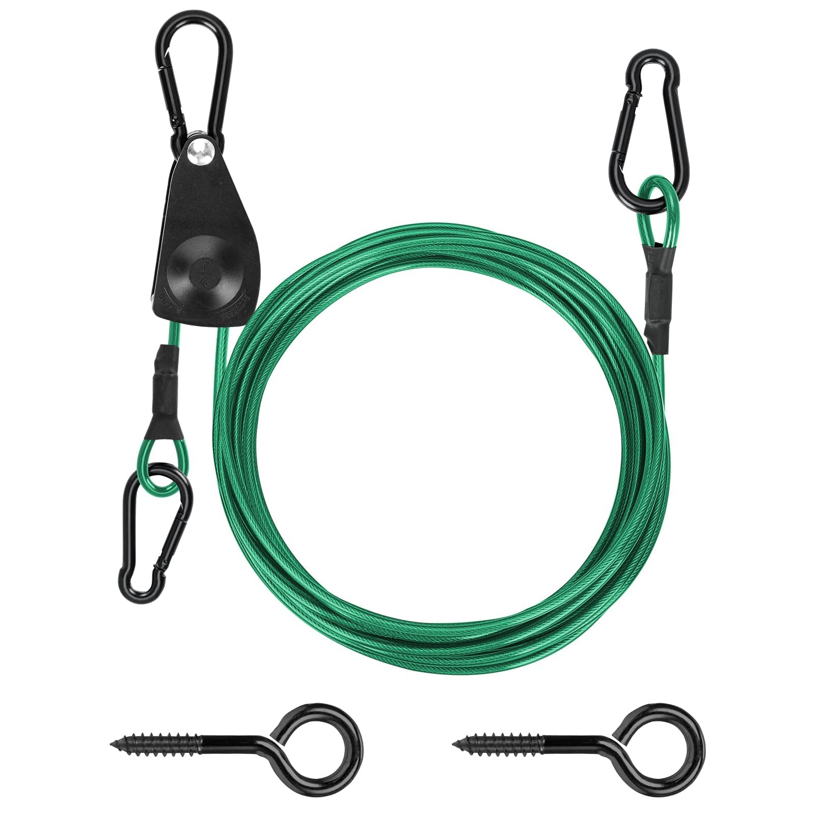 Câble métallique en PVC vert de 1,9 cm avec poulie de tension TooTaci