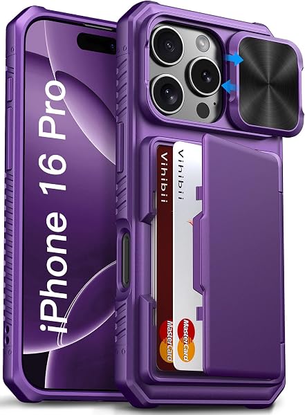 Vihibii for iPhone 16 Pro Case Wallet with Card Holder, 2024, Dark Purple