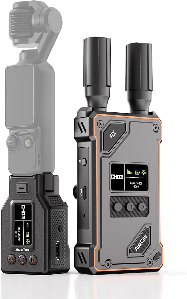Transmisor de Video HDMI Inalámbrico para Pocket 3, Receptor de Audio HD 1080P60 | Salida UVC para Transmisión a Monitor/TV/Laptop, Transmisión de Video HD Inalámbrica de Baja Latencia, Configuración Plug-and-Play, Carga de Cámara