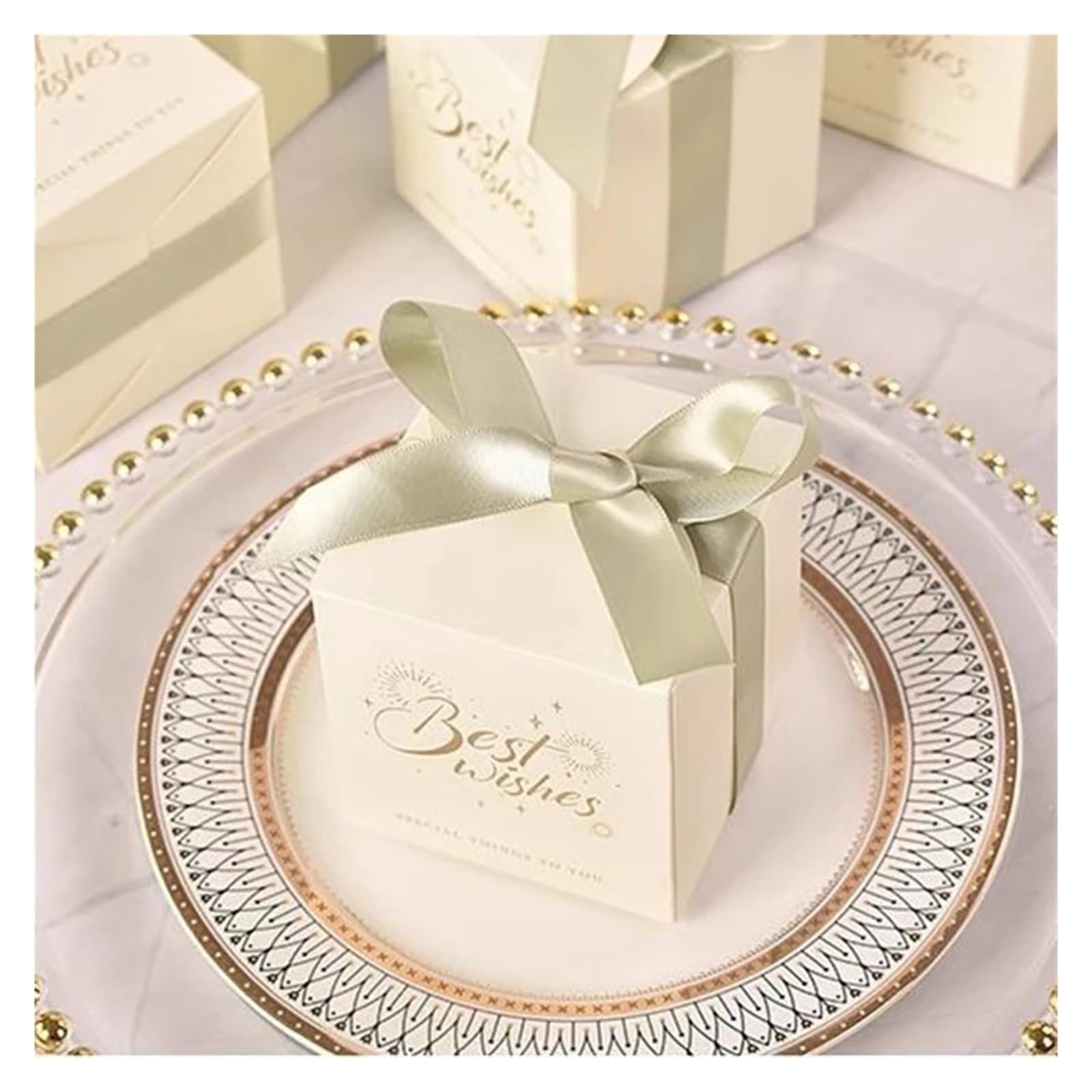 Boîtes à bonbons de 25 ou 50 pièces, emballage for dragées mariage avec ruban, décoration fête d'anniversaire Pour InvitéS - Mariage, BaptêMe(Blue,50pcs)