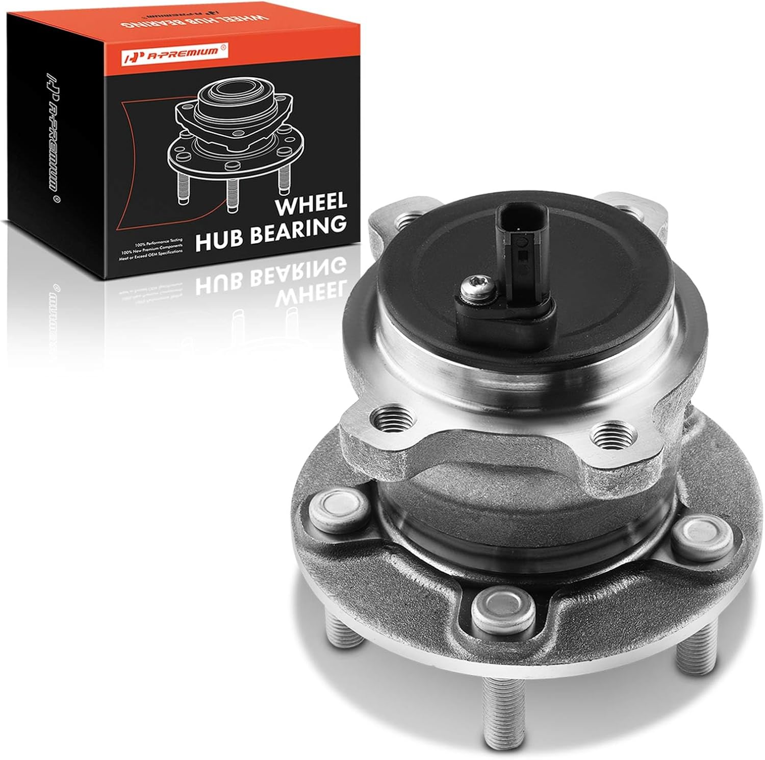 A-Premium Rear Wheel Bearing and Hub Assembly with ABS & 5-Lug Compatible with Ford Escape 2013-2019, C-Max 2013-2018, Lincoln MKC 2015-2019, FWD and Without Active Park Assist