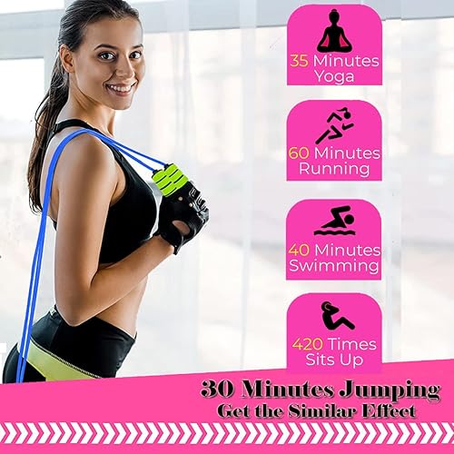 Miniatura 4 de Ponydash - 2 cuerdas para salto de velocidad (para hombres y mujeres), ligeras, ajustables y durables, asas de espuma cuerda de saltar ideal para