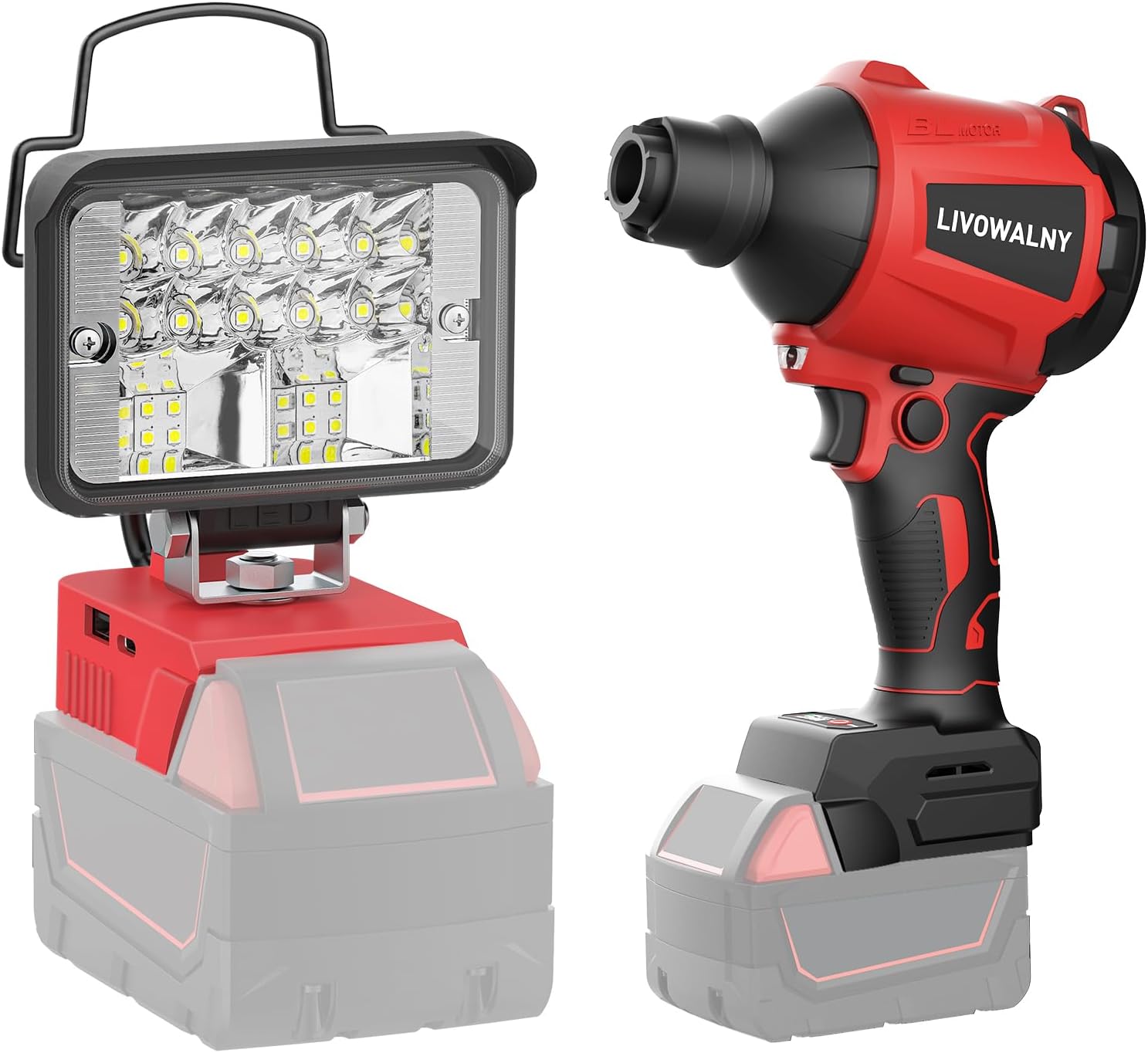 Cordless Dust Blower for Milwaukee Battery, Portable LED Work Light for Milwaukee Battery
