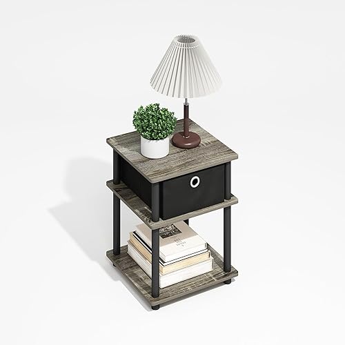 Miniatura 11 de Furinno Turn-N-Tube Mesa auxiliar multiusos de fácil montaje, mesa auxiliar, mesa de sofá, mesita de noche, tubos redondos, madera negra