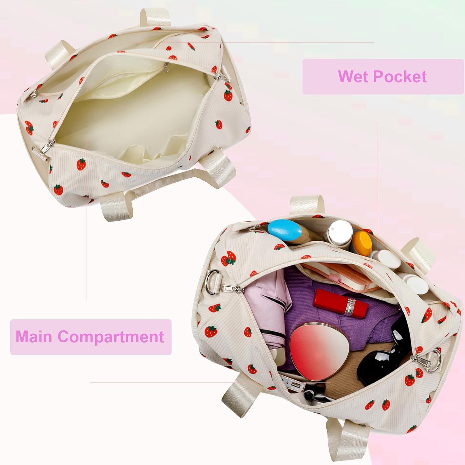 Dance Ballet Bag for Girls 4-6 Ballerina Gymnastic Bag Toddler Small Duffle Dance Bags for Little Dancers,Bow Corduroy Material,14"*8.26"*8.26" - Image 5