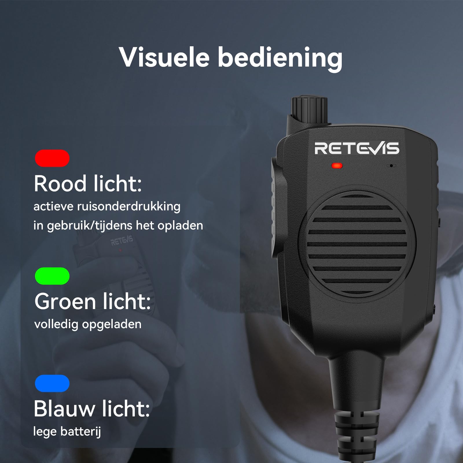 Retevis HK011 Lautsprecher mit Mikrofon, KI-Rauschunterdrückung, 3,5-mm-Klinke, IP54, kompatibel mit Baofeng UV-5R, BF-88E, RT24, RT27, RT668, H777 eSynic, Jucjet (2 Stück)