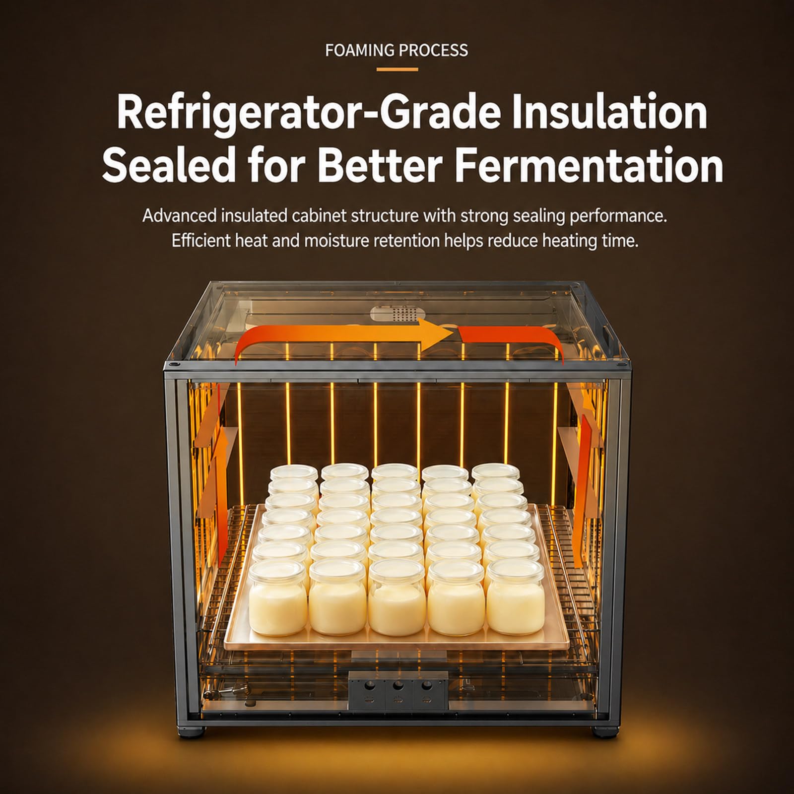 Circulación de Aire Caliente, Fermentadora de Pan 40L con Control de Temperatura y Humedad para Fermentación Uniforme de Pan, Pizza y Yogur