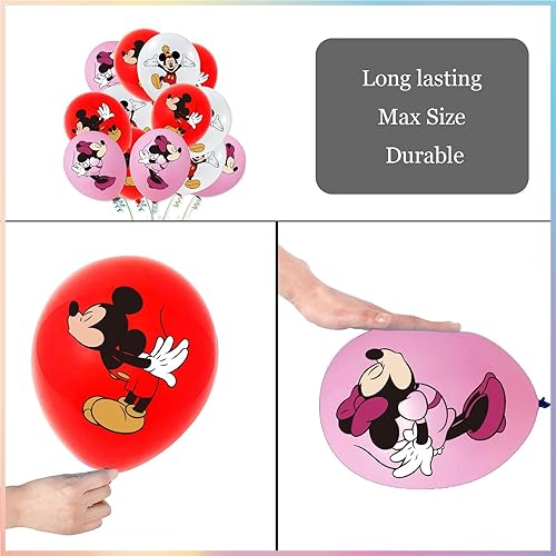 Miniatura 3 de 36 piezas de decoración de cumpleaños de ratón de dibujos animados de 12 pulgadas, juego de globos de látex festivos de fantasía para niños y niñas