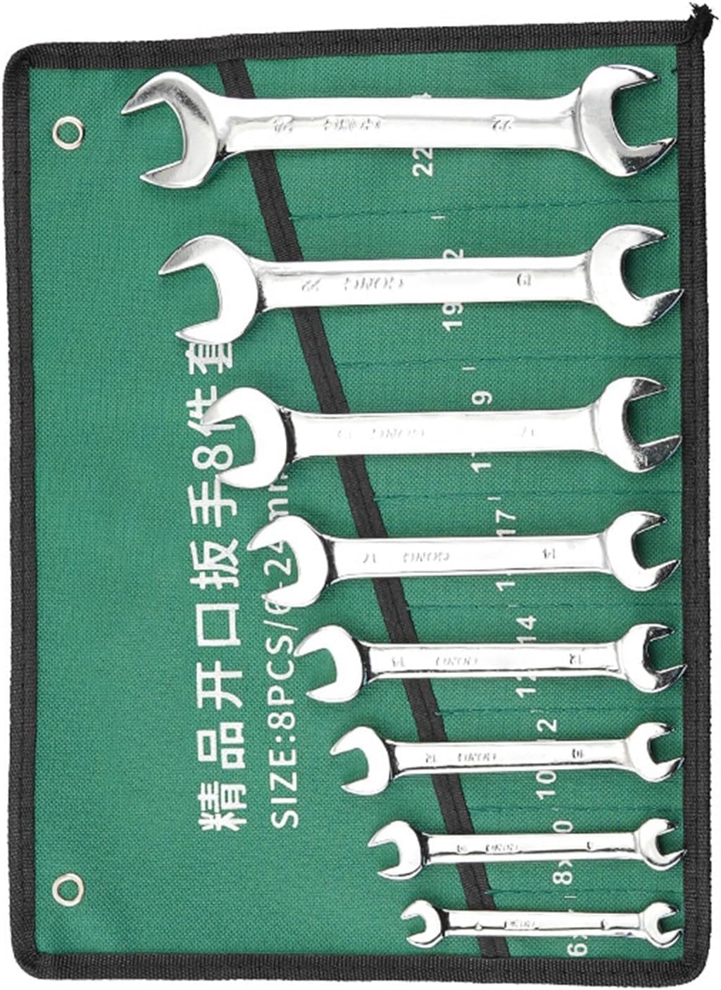 Comprehensive Manual Wrench Set Mirrored Finish Double Head Open End Spanner Kits 6-24mm/6-27mm with Storage Rolling Bag