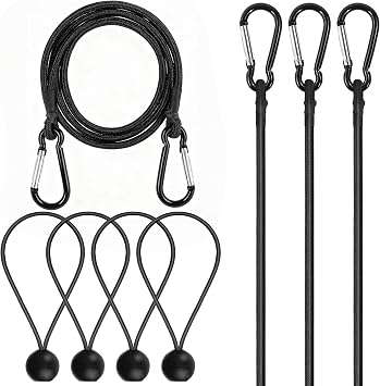 Bungee Cords with Hooks & Ball Bungees, 120cm & 20cm for Float Trips, Kayak, Tube, Camping, Outdoor Storage   Heavy Duty, 35kg Load