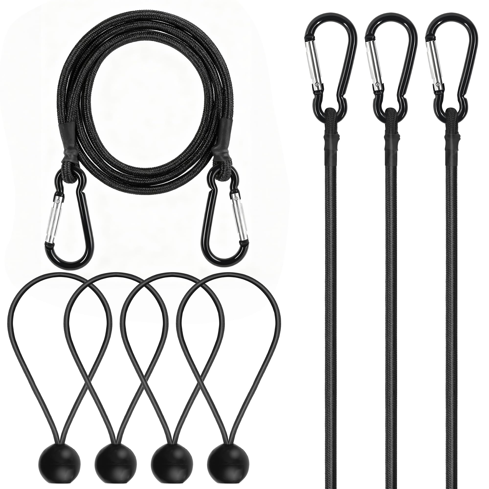 Bungee Cords with Hooks & Ball Bungees, 120cm & 20cm for Float Trips, Kayak, Tube, Camping, Outdoor Storage – Heavy Duty, 35kg Load