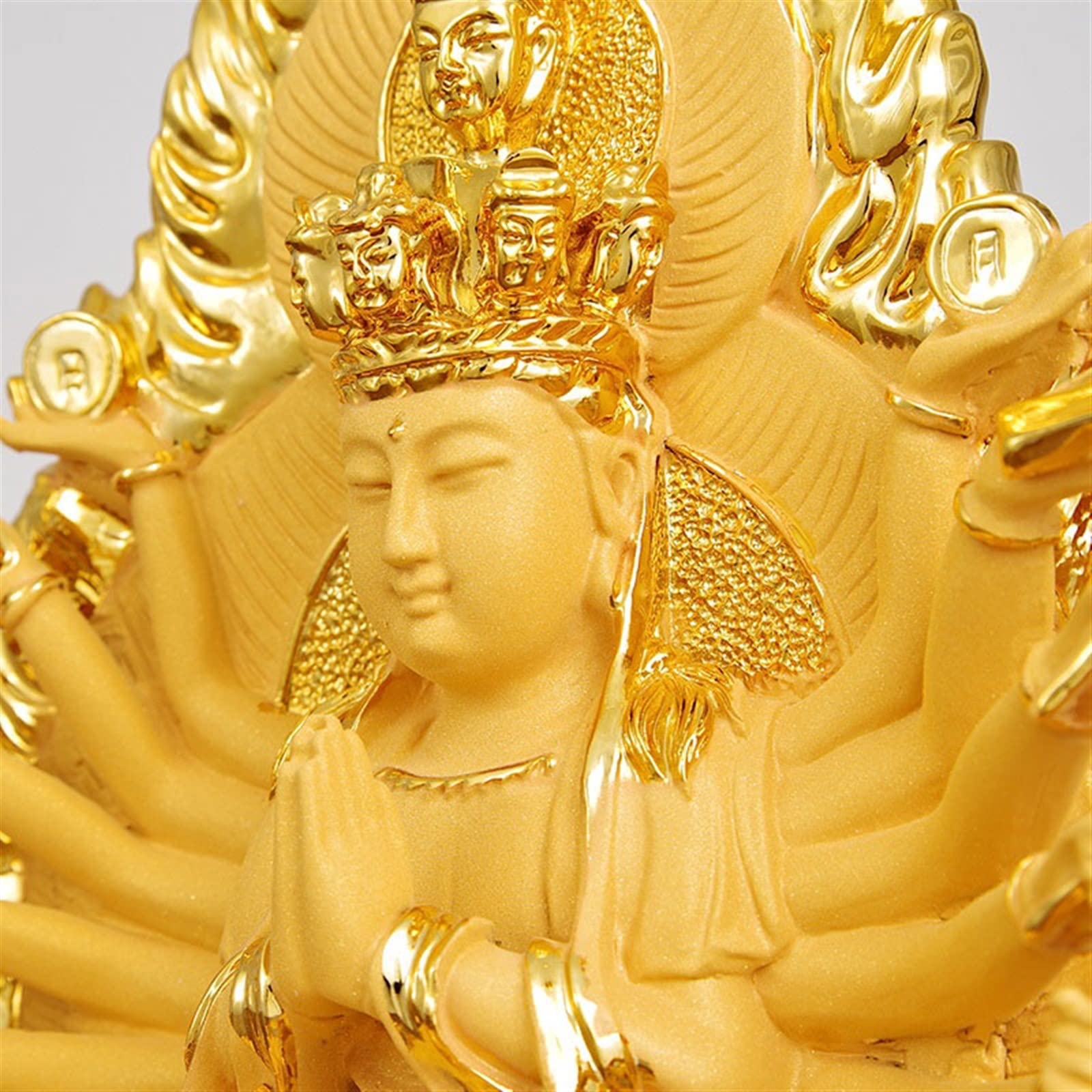 Figuras de Budas Escultura de Guanyin de mil Manos Doradas, Adornos de Bodhisattva de Loto Sentado, Estatua de Buda Zen, Adornos de Feng Shui for bendecir la Paz Budas Decorativos