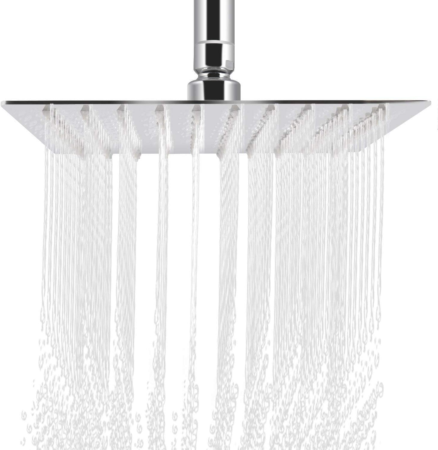 Rainfall Shower Head 12 inch Ultra-Thin Top Shower Square Stainless Steel