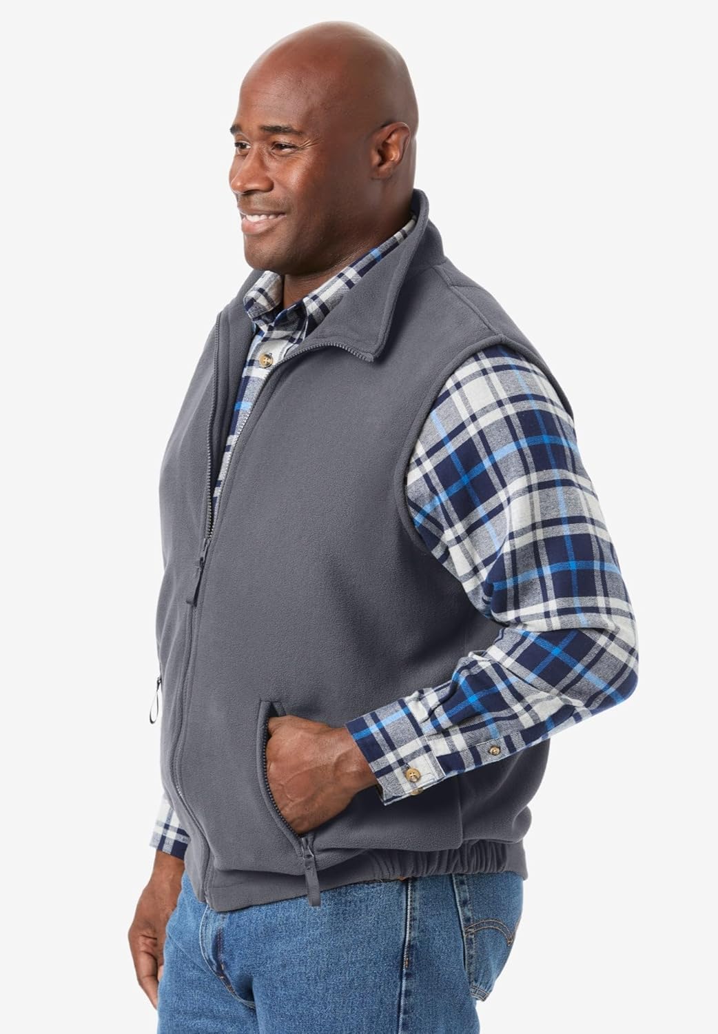 KingSize Men's Big & Tall Explorer Plush Fleece Zip Vest