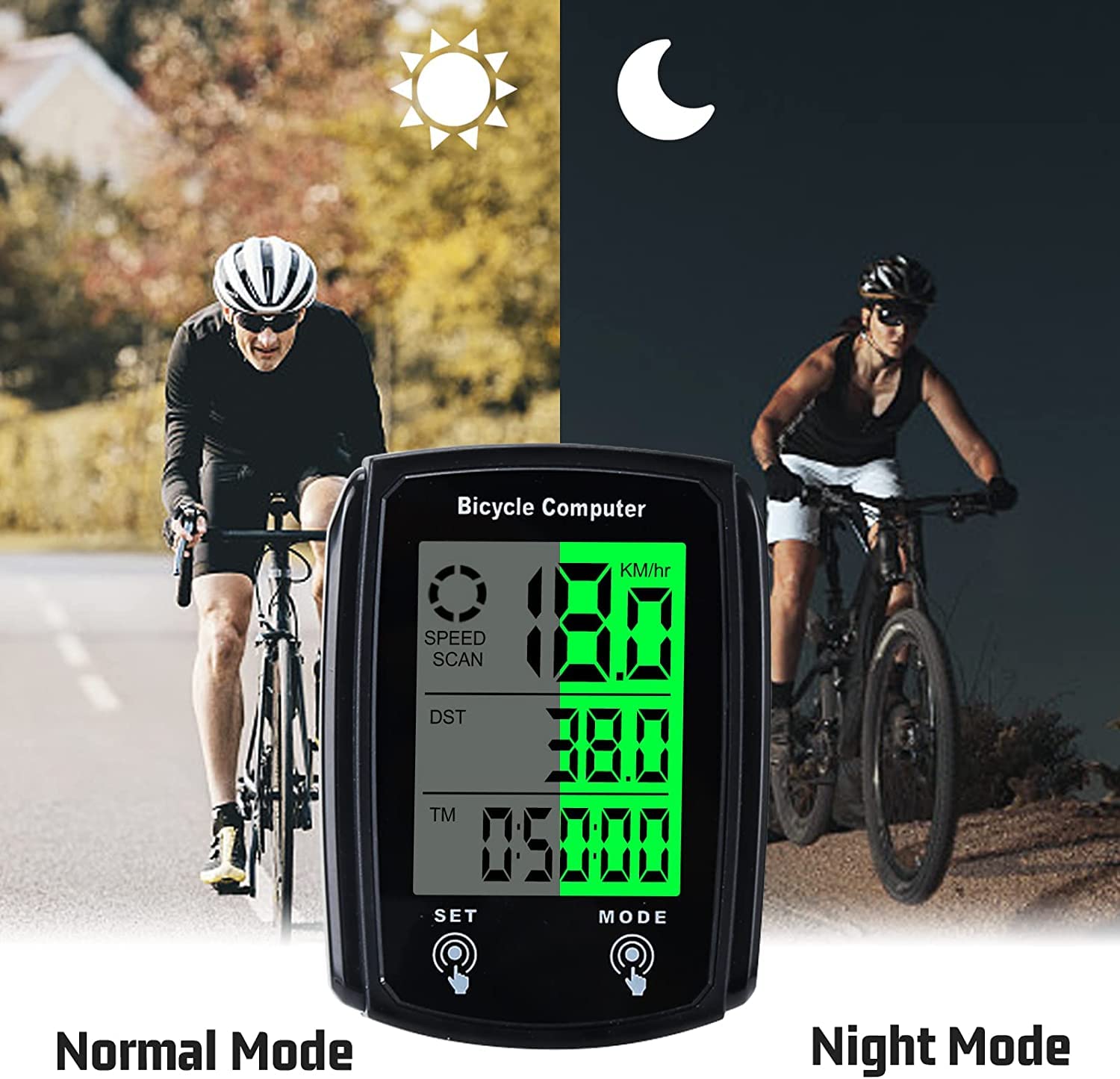 Linist Wired Bicycle Computer,MPH KM/H Bicycle Computer,Digital LCD Backlight Display Bike Speedometer,Universal 19 Functions IP54 Waterproof Bicycle Speedometer 1