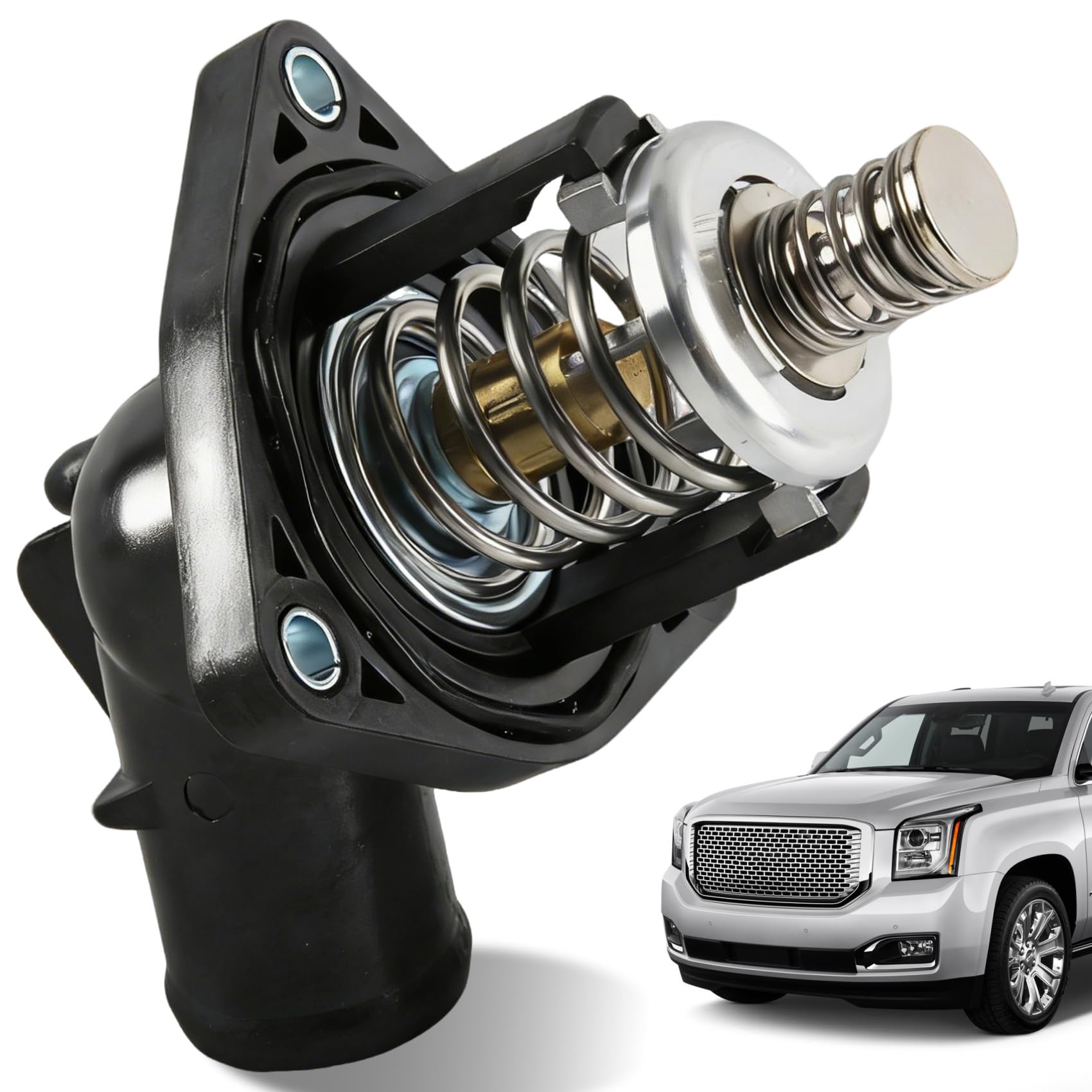 15-11125 Engine Coolant Thermostat Housing Assembly Compatible for Chevy Silverado 1500 Suburban Tahoe for GMC Sierra 1500 for Yukon Yukon XL for Cadillac Escalade, Replaces 12674639