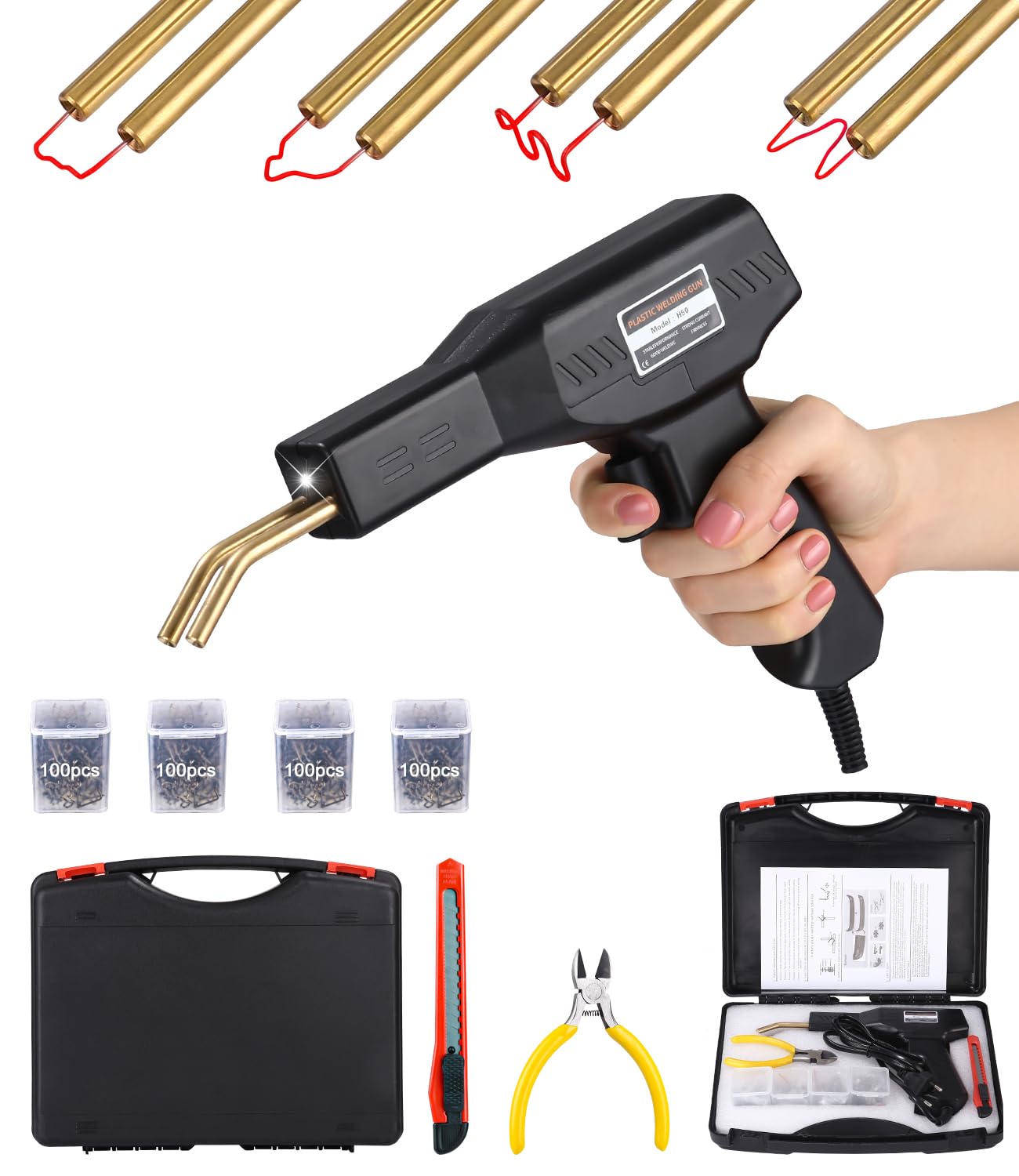 50W Soldador de Plastico, Plástico Soldadura Máquina, Soldadora Plastico de Parachoques de Coche, plástico Soldadura Reparando Kit, Coche parachoques reparación Kit