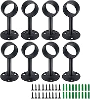 Vista 10 de 4 soportes de barra de cortina de montaje en techo de 1 pulgada, soporte para barra de barra de armario de brida, enchufe de barra de cortina