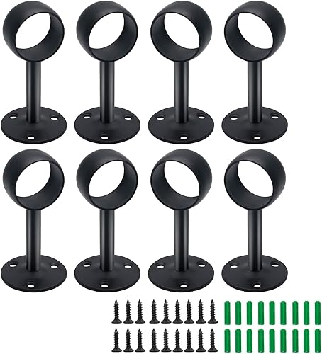 Vista 10 de 6 soportes de barra de cortina de montaje en techo de 1 pulgada, soporte de barra de barra de brida de 2.55 pulgadas de altura, soporte de barra