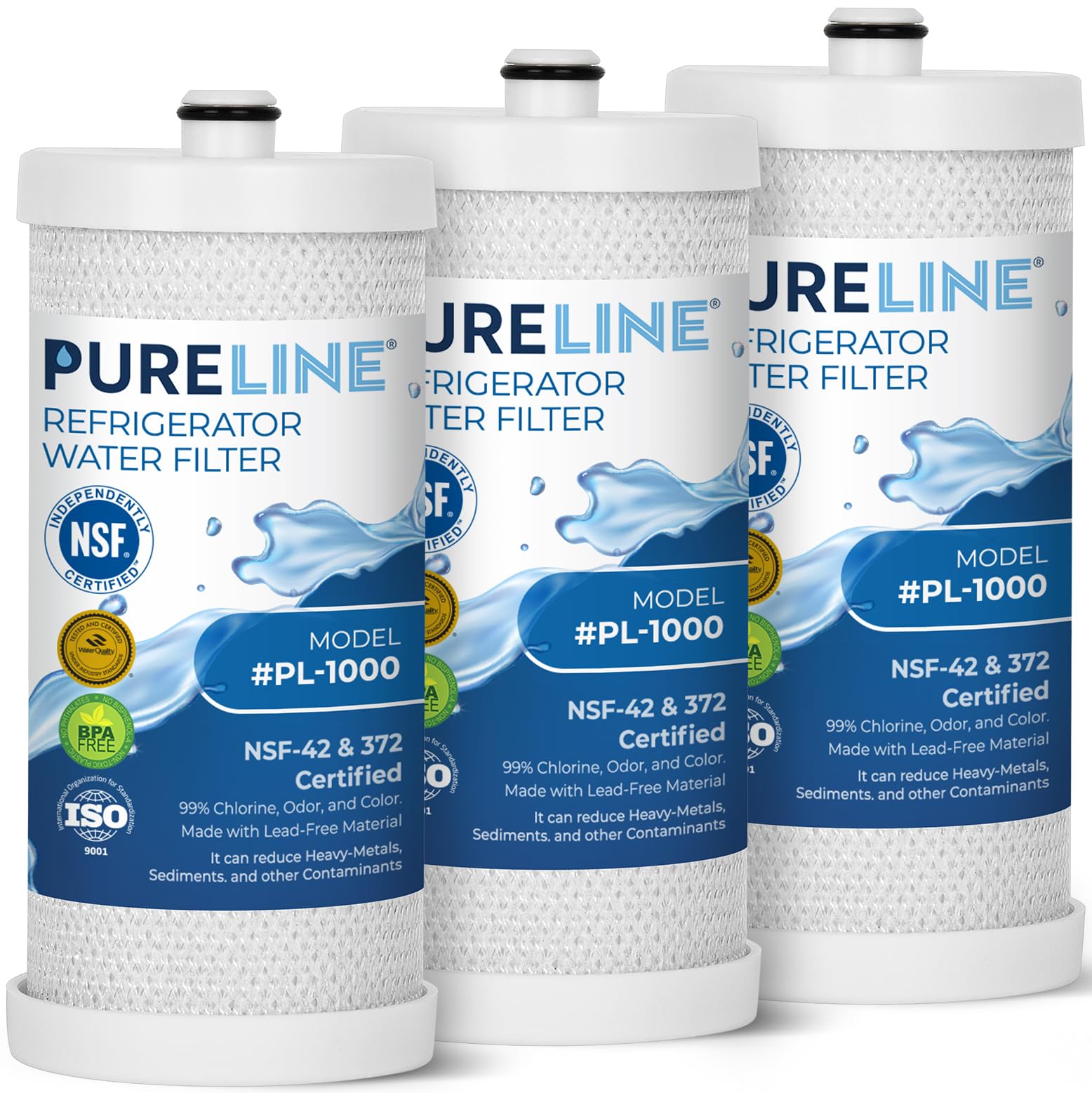 Frigidaire WF1CB and RG-100 NSF & WQA Certified Replacement Water Filter Replacement. Also Fits WFCB, NGRG-2000, NGRG-1000 and Kenmore 46-9910, 46 9906. Designed to Exact Fit of OEM.-PureLine (3 Pack)