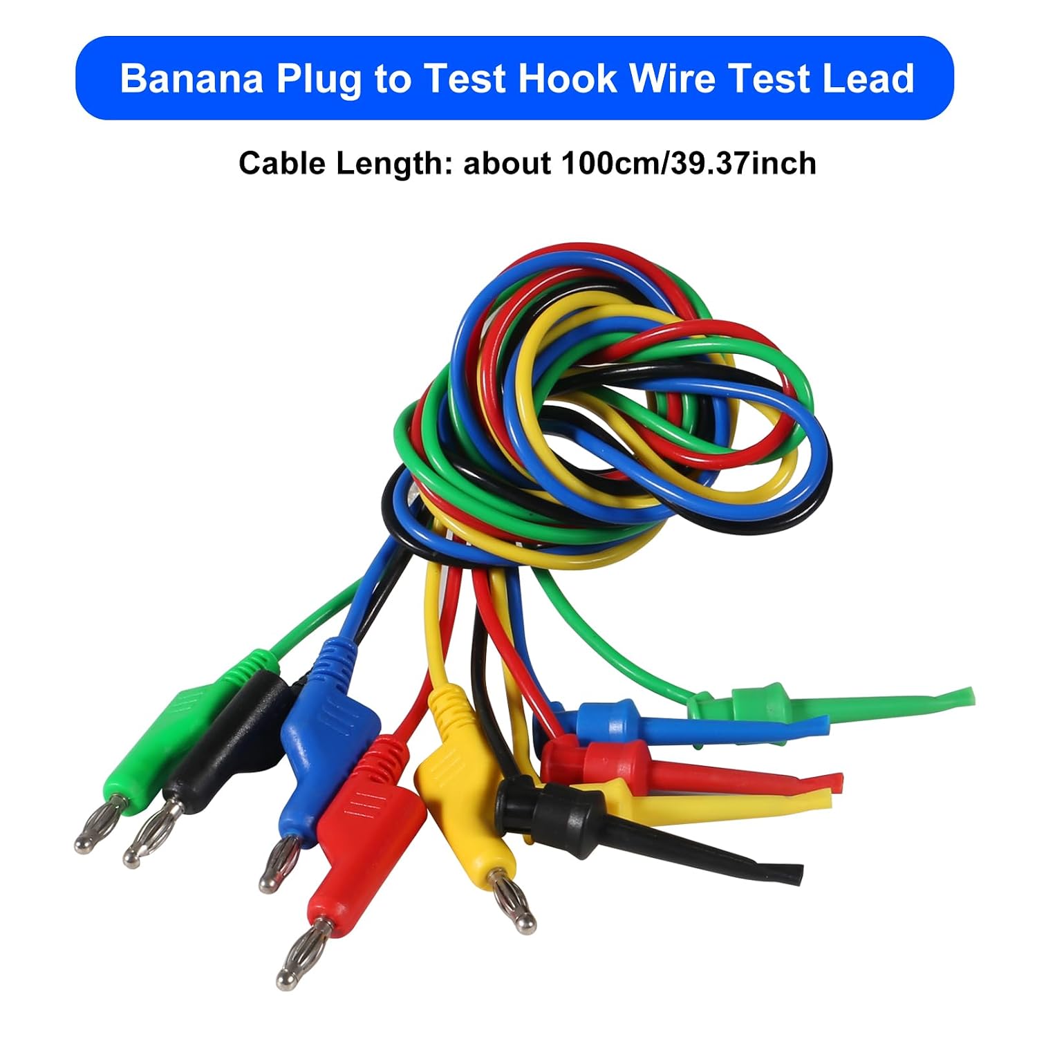 UMLIFE 10PCS Multimeter Test Lead Set Stackable Banana Plug to Test Hook Wire Cable Kit with Protective, Flexible Wire Leads 3.3Ft/1M