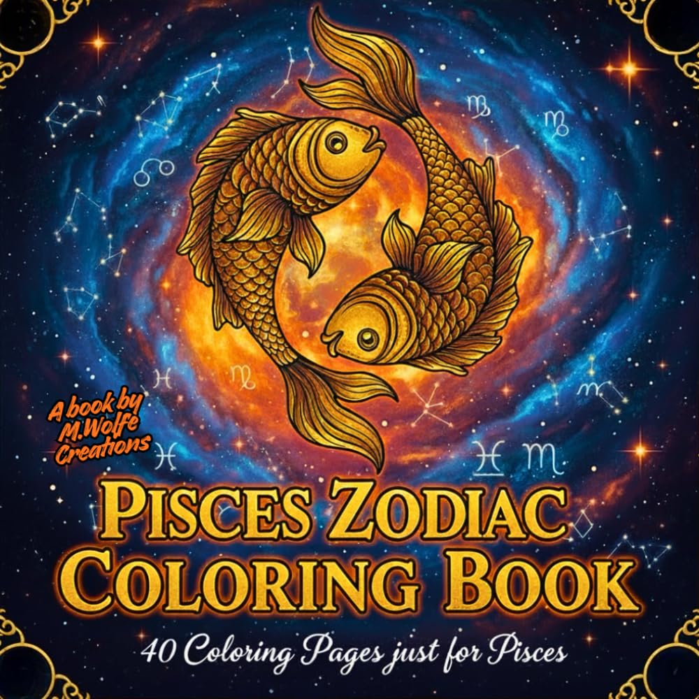 Pisces Zodiac Coloring Book | 40 Coloring Pages just for Pisces: Mystical, Fantasy, Astrology Sign Art for Adults & Teens (The Cosmic Zodiacs)