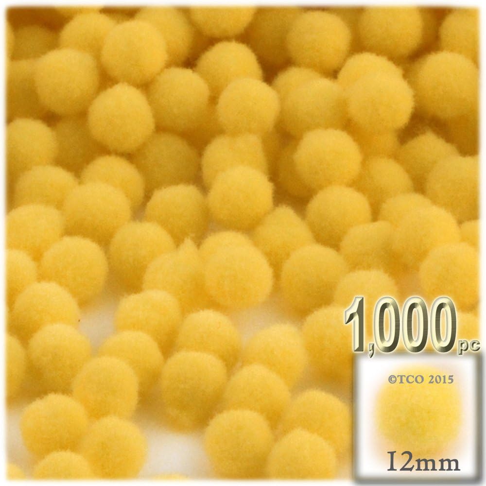 The Crafts Outlet 1,000-Piece Multi Purpose Pom Poms, Acrylic, 12mm/About 0.5-inch, Round, Red