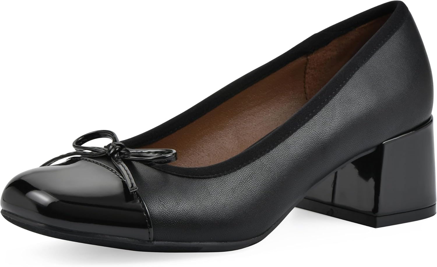 WHITE MOUNTAIN Women's Lately Cap Toe Block Heel Ballet Pump