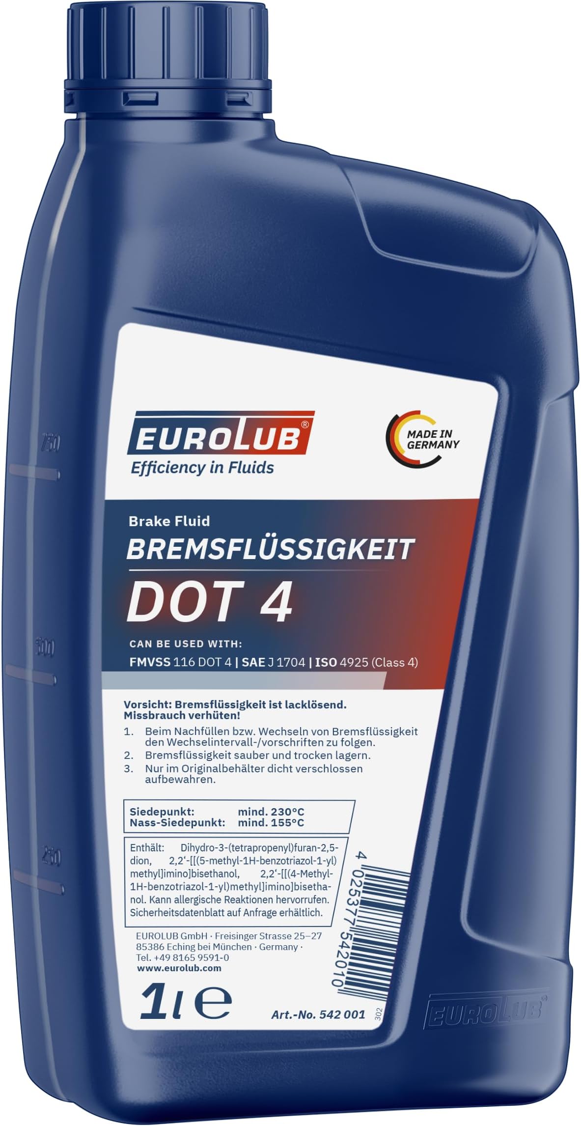 EUROLUB Brake Fluid DOT4, 1 Liter