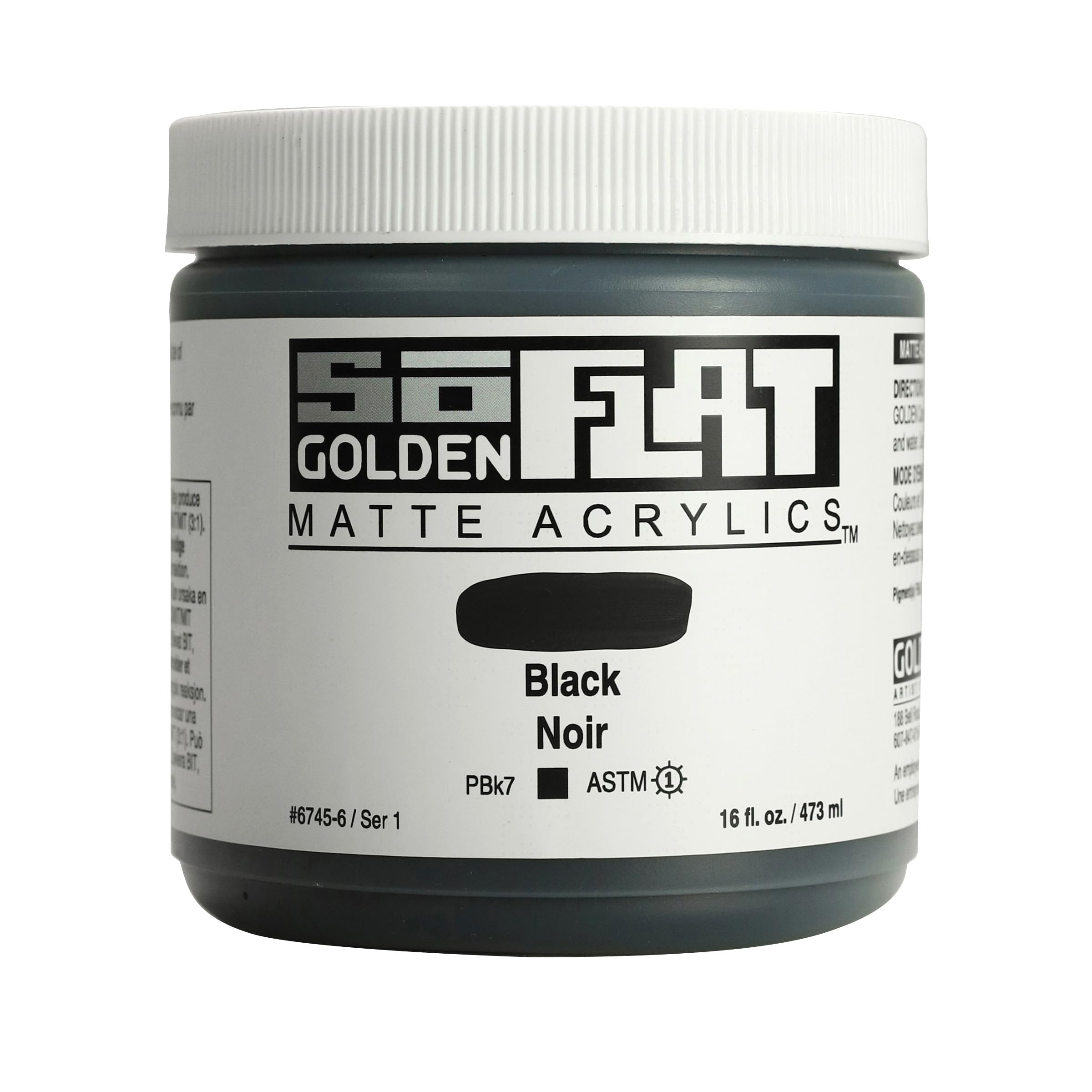 Golden : SoFlat : Matte Acrylic Paint : 473ml : Black