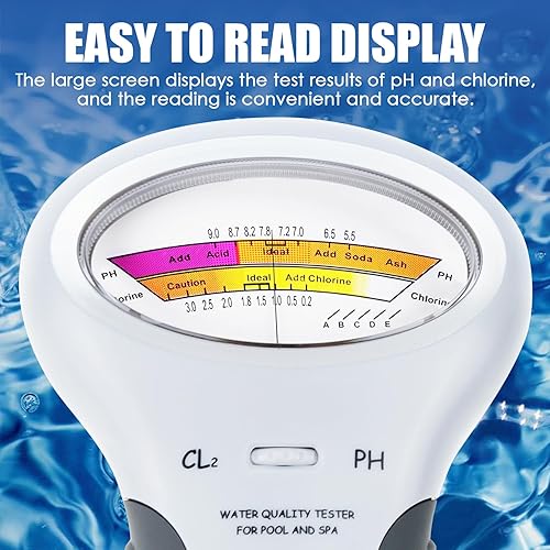 Miniatura 3 de Probador de calidad de agua 2 en 1 de doble escala de pH y nivel de cloro CL2 medidor para piscina, hidroponía, piscinas, spas, monitor de análisis