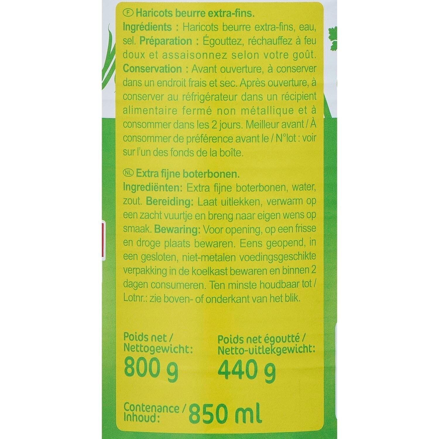 Des légumes cultivés en France prêts à cuisiner — CARREFOUR CLASSIC' Haricots beurre extra-fins, conserve de 440g - Lot de 4