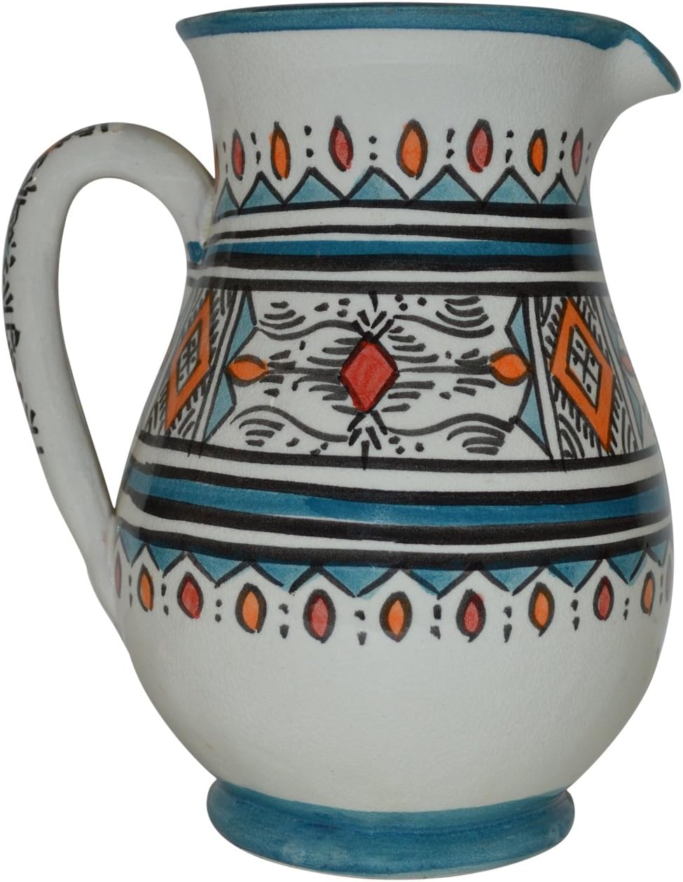 Moroccan Pitchers Sangria Handmade Ceramic Carafe Beverage Dispenser Jar Cooler Easy Pour 58 oz