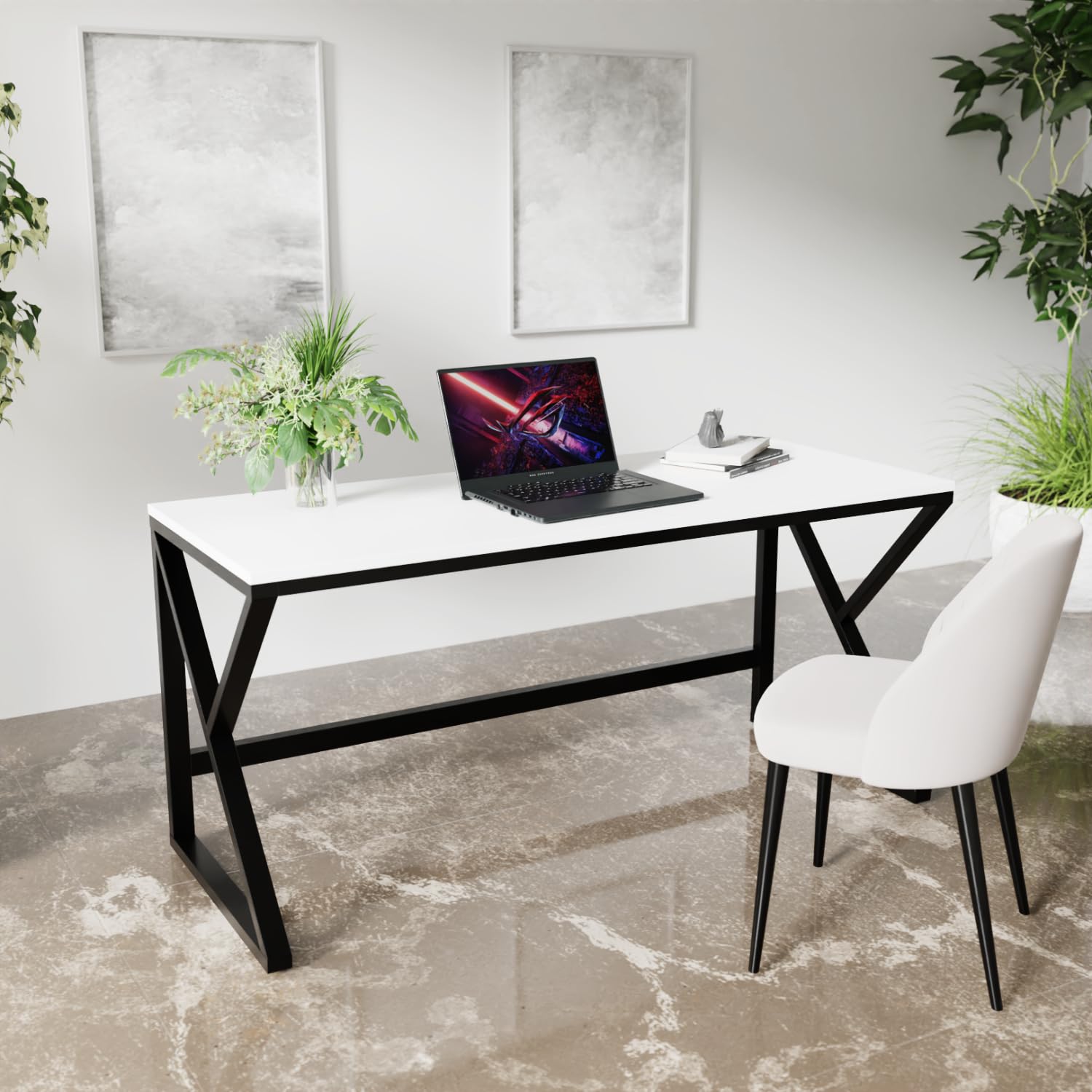 Riyan Luxiwood Alden White Computer Table in Engineering Wood for Home ...