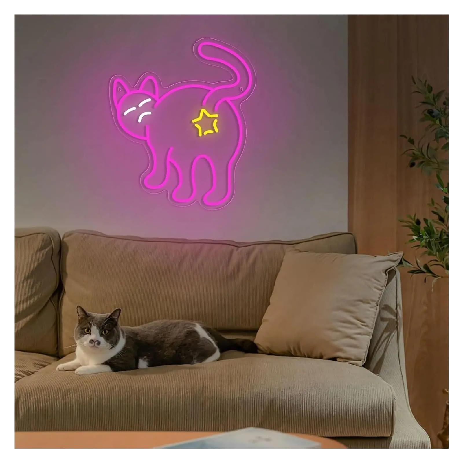 Insegna luminosa al neon Gatto per insegna al per neon Luce LED dimmerabile alimentata tramite per USB