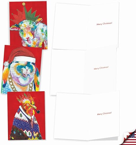 Miniatura 4 de The Best Card Company Paquete variado de 10 tarjetas de felicitación de Navidad con sobres, surtido navideño de humor para hombres y mujeres