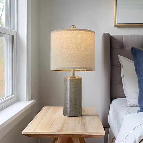 Miniatura 3 de Juego de 2 lámparas de mesa pequeñas de 20.25 pulgadas, modernas lámparas de cerámica para sala de estar, lámparas de noche de granja, lámparas