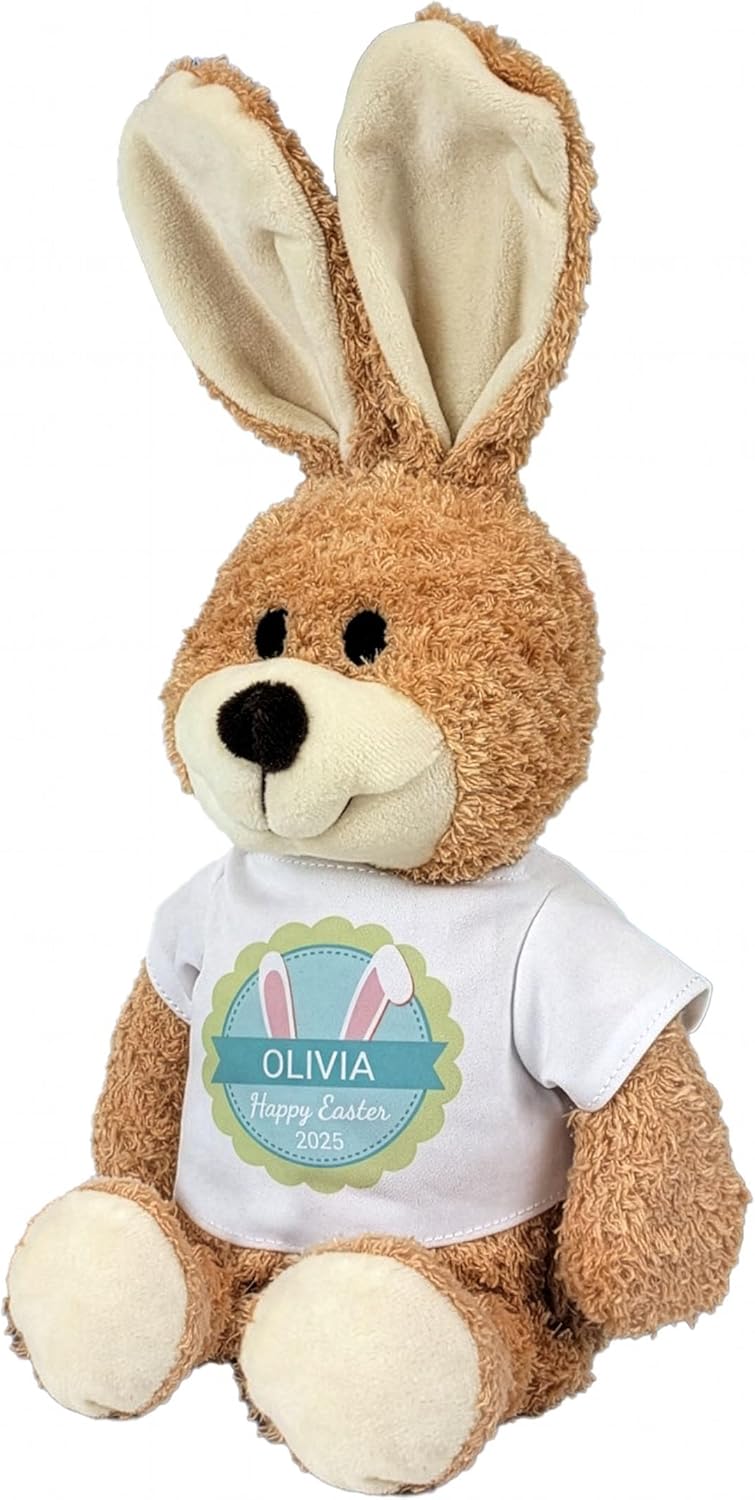 Personalized Brown Bunny With Colorful Easter Eggs Shirt Small 12in, Easter Home Décor