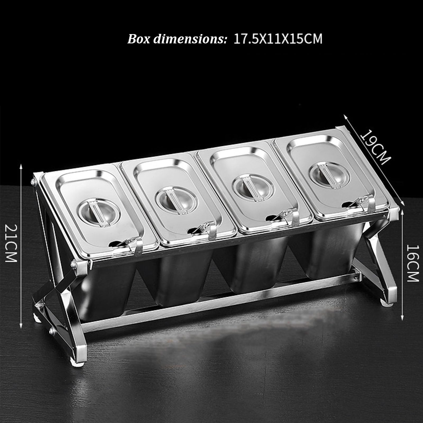 Estación de cobertura de pizza de acero inoxidable con cuchara, estante expandible para ingredientes de salsas y frutas, organizador de condimentos con bandeja dispensadora de tapa