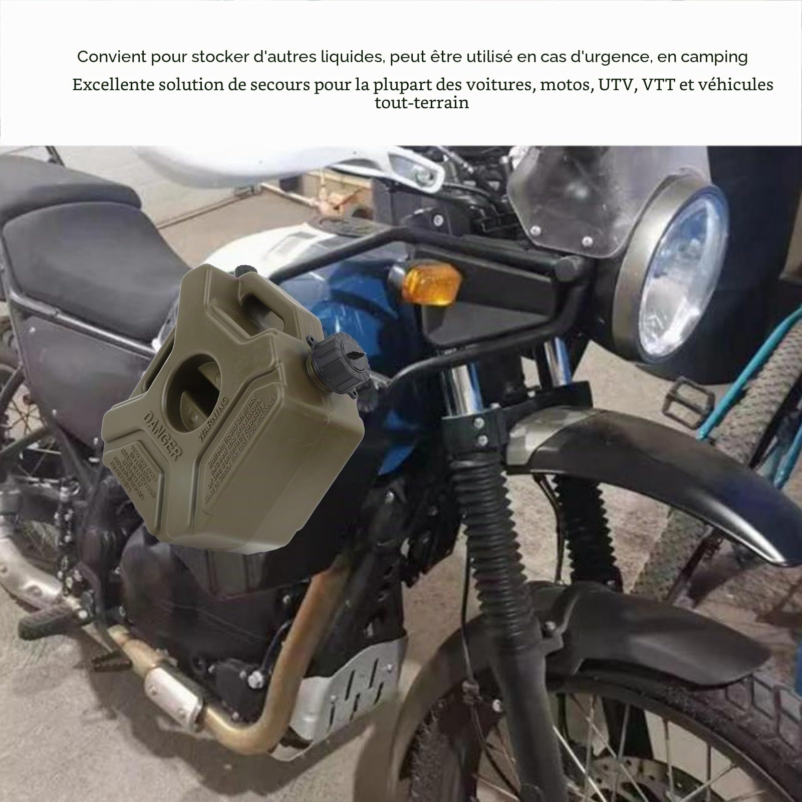 Réservoir D'Essence, 3 L 0,75 Gallons, Bidon D'Essence, Mazout, Essence, Réservoir de Secours Vert pour la Plupart des Voitures, Motos, UTV, VTT, Véhicules Tout-terrain (Sans