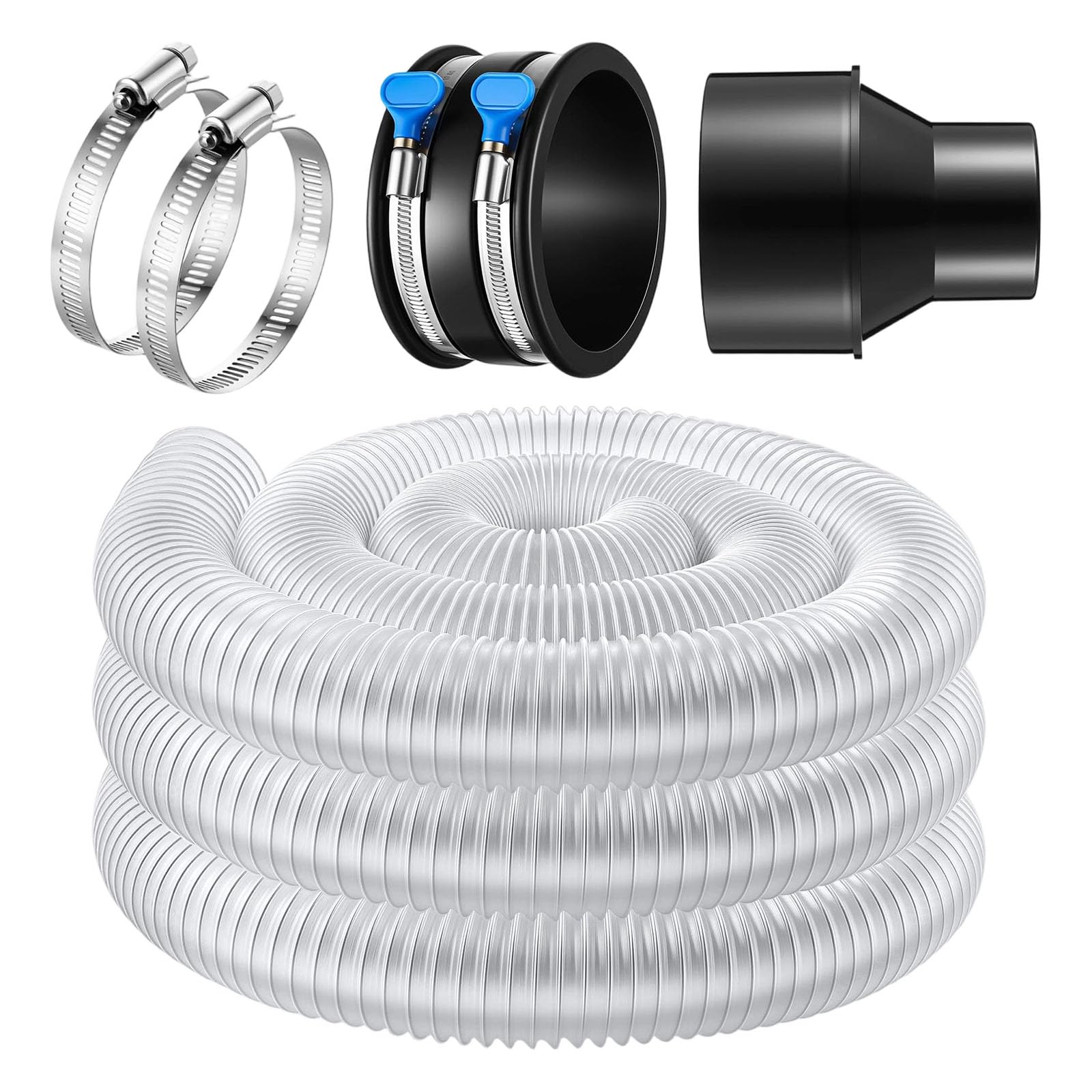 Jazuaiao Premium PVC Dusts Collection Hose Featuring 4Inch Tapered Reducer for Efficient Dusts Removal and Tool Compatibility Workshop Hose
