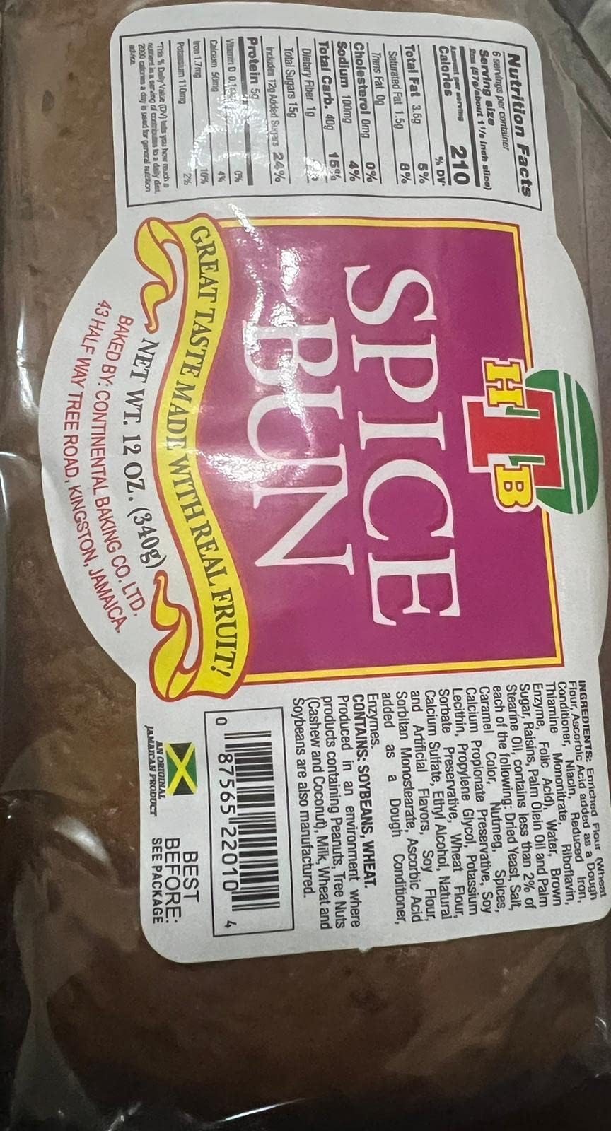 HTB Genuine Jamaican Spice Bun, 12oz (4 Pack) by HTB