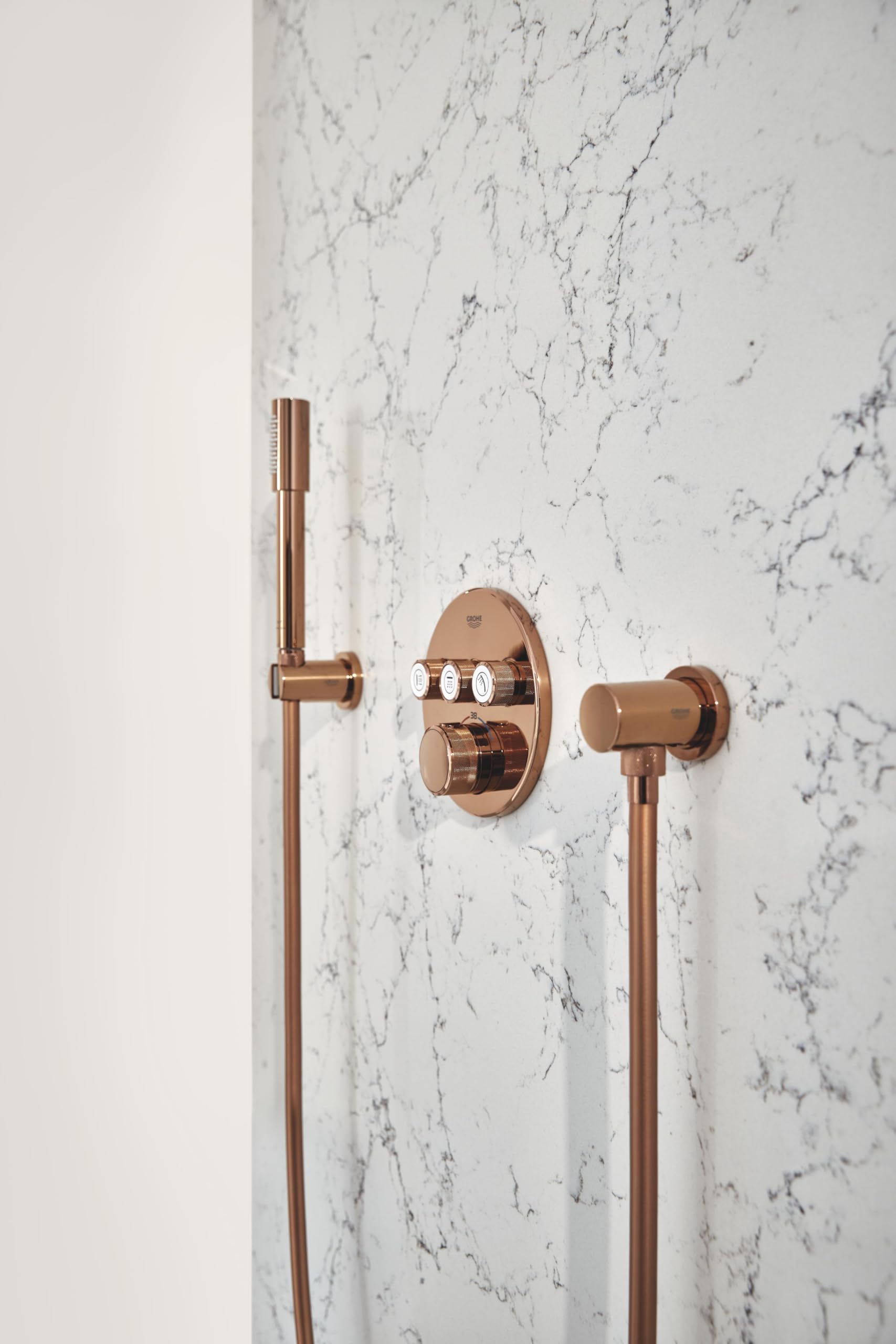 GROHE Silverflex - Flexo de ducha (1,75 m, resistente al calor, sistema anti-torsión, conexión universal G 1/2" x 1/2"), Oro Rosa, 28388DA1