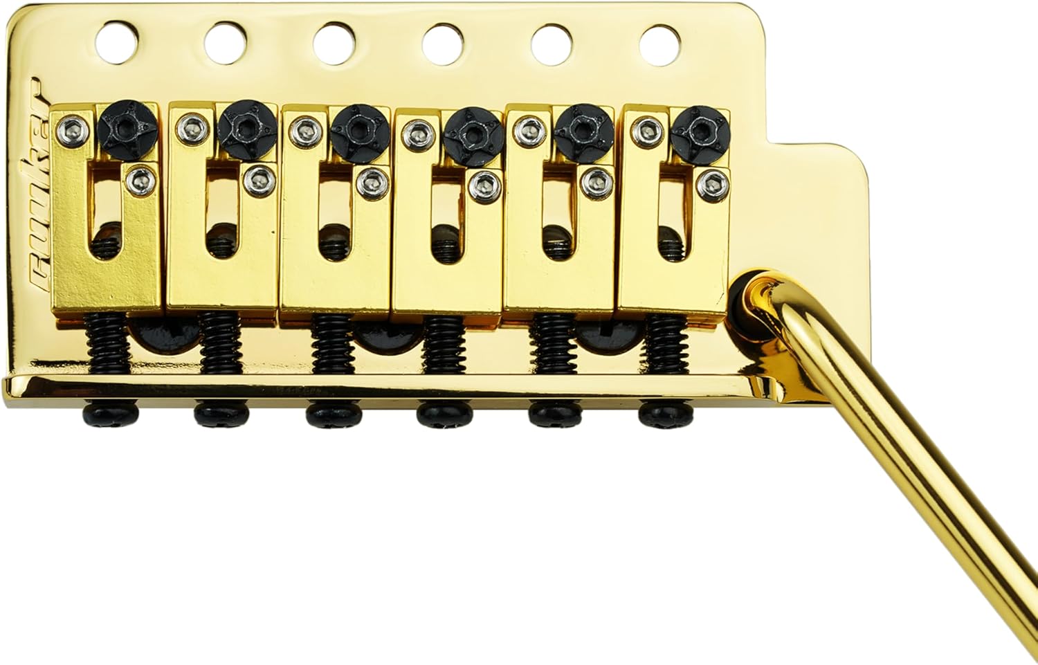 Guyker Guitar Tremolo Bridge with Stainless Steel Saddle String Space 10.5mm & Brass Block, Pop-In Vibrato Bar, Complete Install Kit for 6 String Electric Guitar(GG1001-S, Gold)
